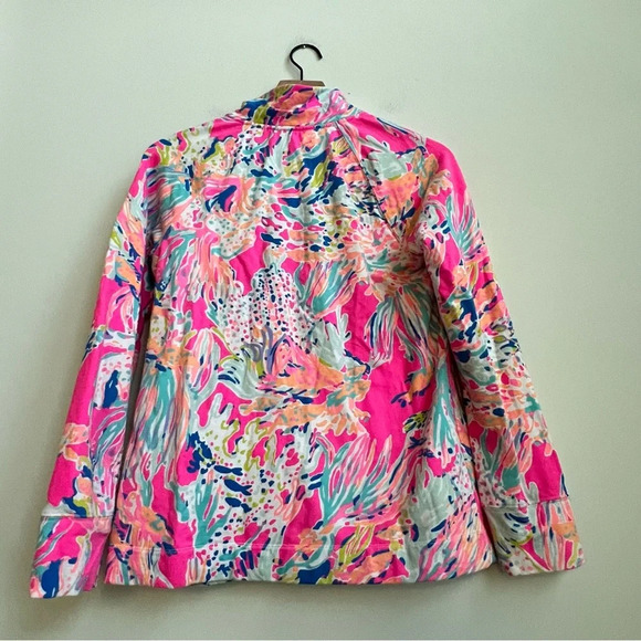 Lilly Pulitzer Small Skipper Popover  Tiki Pink Sunken Treasure Pullover 1/2 Zip - Picture 13 of 15